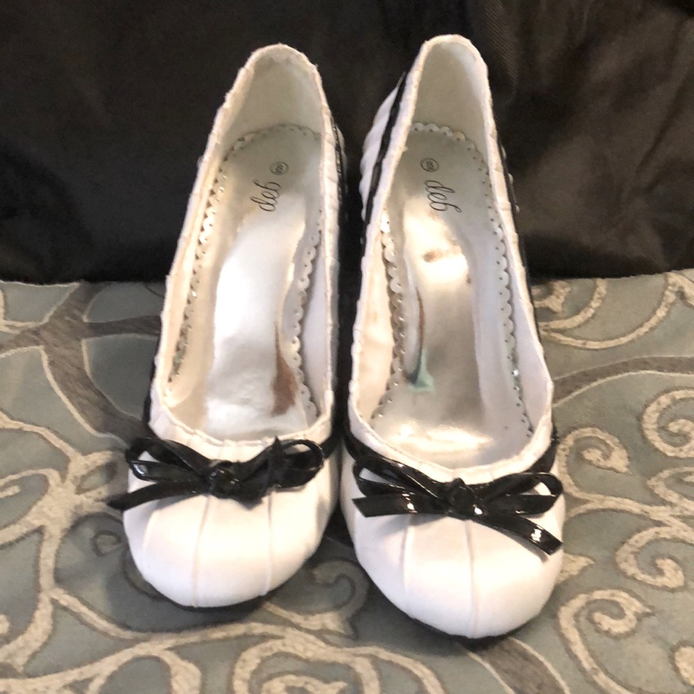 Black and white heels